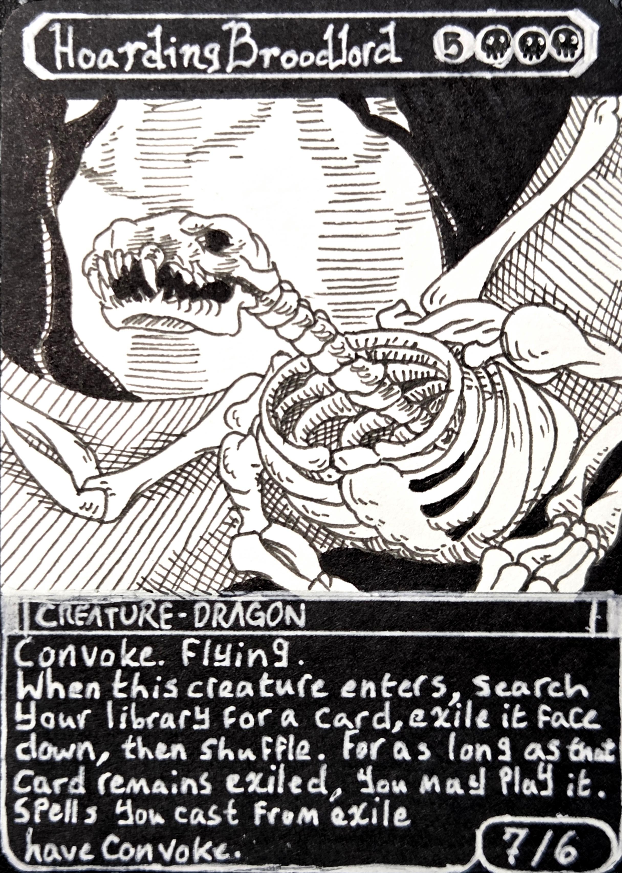 An art proxy of Hoarding Broodlord. A skeletal dragon with snake-like features.