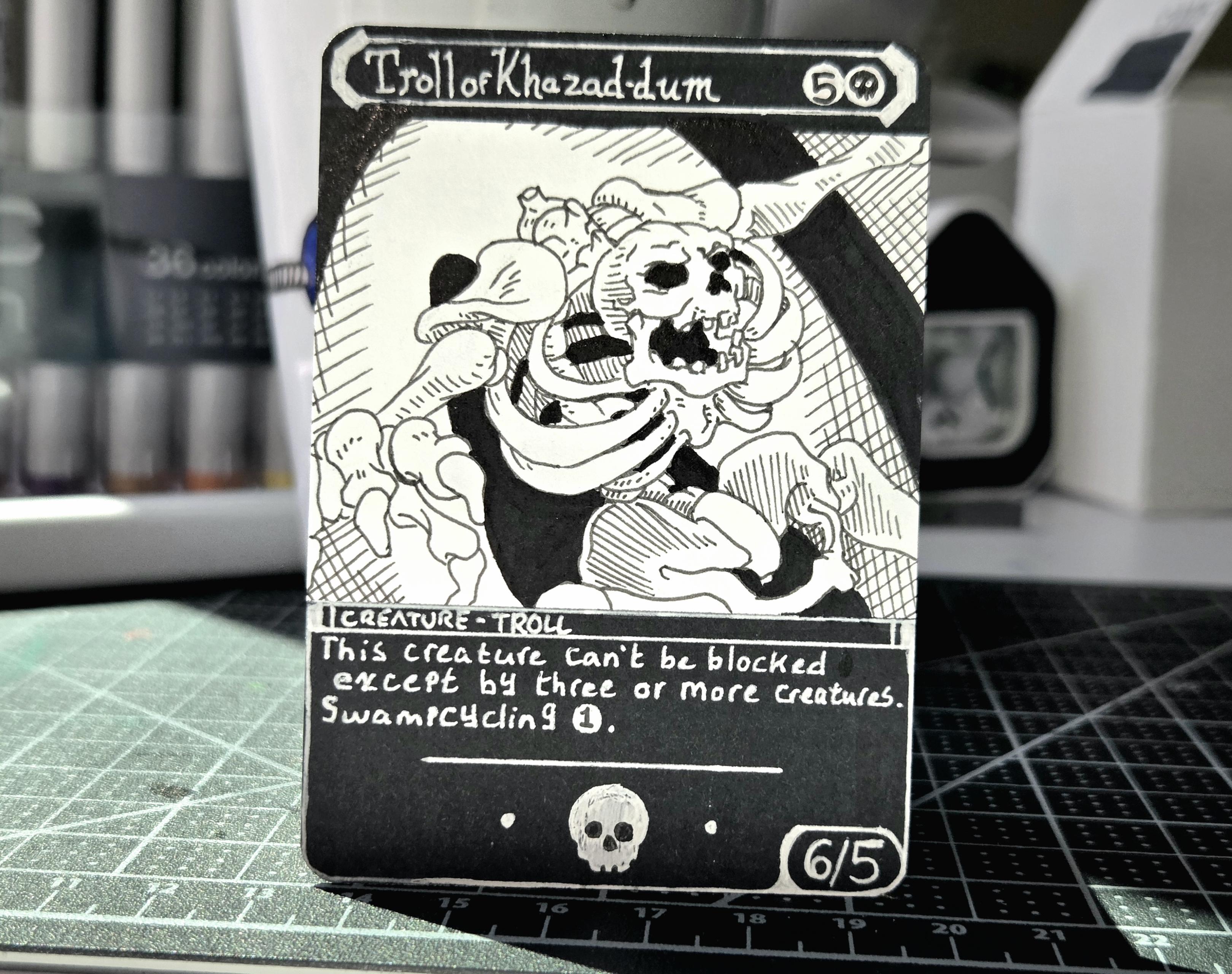 An art proxy of Troll of Khazad-dum. A skeletal troll menaces you.