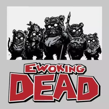 Zombie Ewoks, in Charlie Adlard's art style, with a Ewoking Dead logo