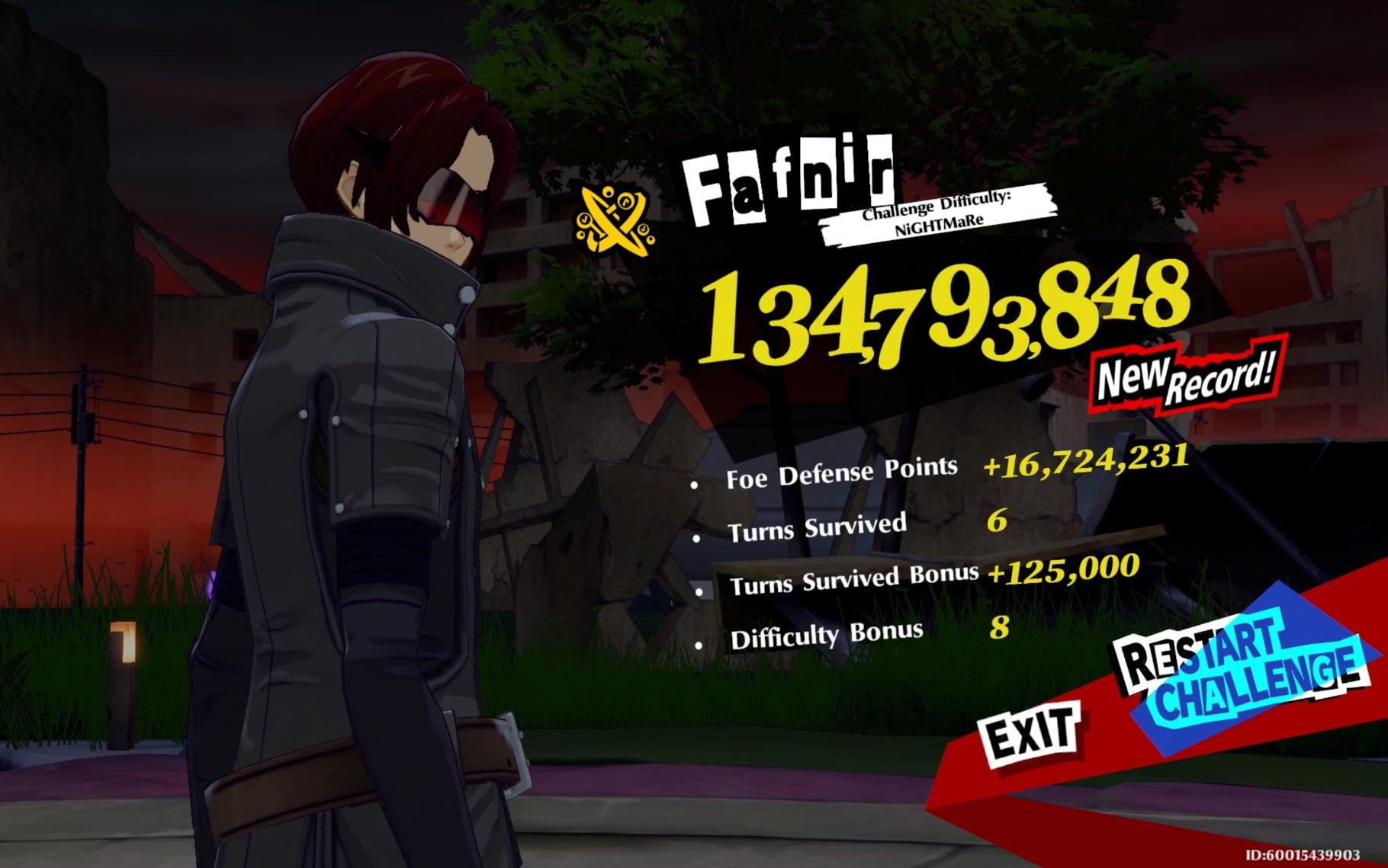 my score vs Fafnir this week: 134,793,848